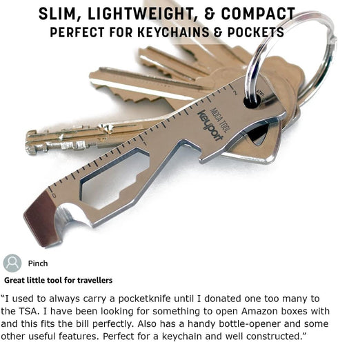 Keyport MOCA 10-in-1 Keychain Multitool (Stainless) | EDC Multi Tool: Pry Bar, Bottle Opener, Screwdriver, Box Opener, Cord Cutter & More | TSA Ke...