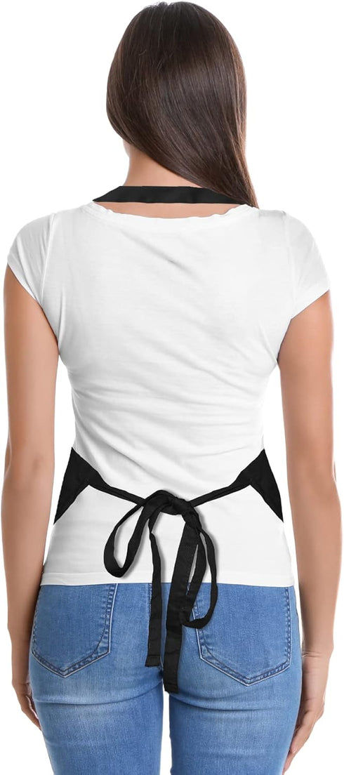 DALIX Apron Commercial Restaurant Home Bib Spun Poly Cotton Kitchen Aprons (2 Pockets) in Black...