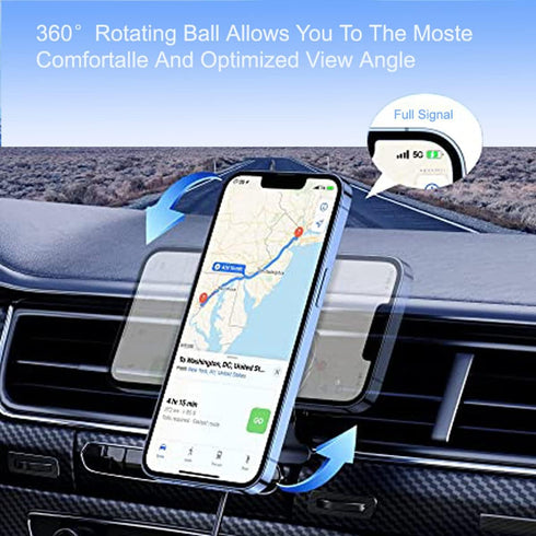 Transparent Magnetic Wireless Car Charger Stand, Compatible Charging Air Vent Mount, Compatible with iPhone15/14/13/12Series (C12PRO-blue)...