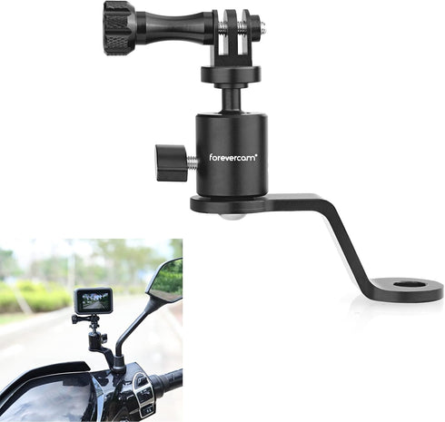Motorcycle Rearview Mirror Mount for Gopro Motorcycle Aluminum Bracket Holder (360 Degree Rotation & 10mm Hole) Compatible with GoPro Hero 8/9/10/...