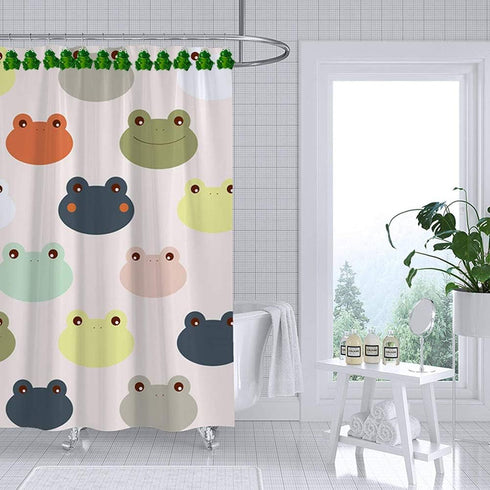 CHICTIE Frog Shower Curtain Hooks Rings,Set of 12 Green Decorative Shower Curtain Hooks,Stainless Steel Rustproof Animal Shower Rings for Bathroom...