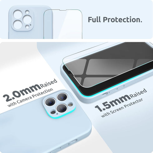 SURPHY Compatible with iPhone 13 Pro Case with Screen Protector, (Camera Protection + Soft Microfiber Lining) Liquid Silicone Phone Case 6.1 inch ...