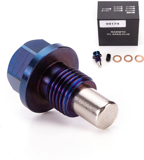M12 x 1.25 titanium alloy Engine Oil Drain Plug with Neodymium Magnet, Copper Crush Washer Compatible Lexus,Toyota, Nissan, Infiniti...