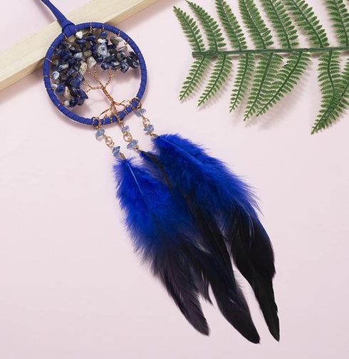 Blue Dream Catcher for Car Mirror, Small Dream Catchers for Boys Bedroom Wall Decor Car Rear View Mirror Hanging Accessories Handmade with Car Das...