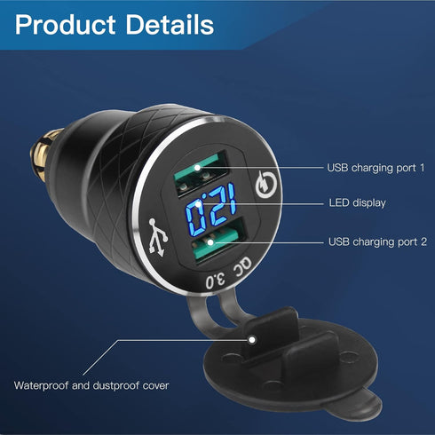 Motorcycle Power Adapter DIN Hella Plug to Dual Quick Charge 3.0 USB Charger Compatible with BMW Triumph Tiger Ducati Motorcycle...