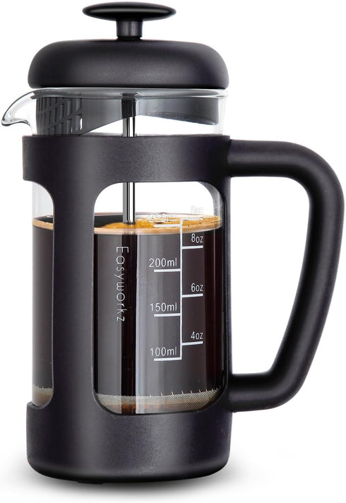 Easyworkz French Press 12 oz Coffee Tea Maker with Borosilicate Glass,Soft Grip Handle...