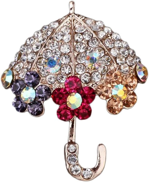 Brooch Pin Elegant Umbrella Scarf Pin Rhinestones Breastpin for Wedding/Banquet/Bouquet...
