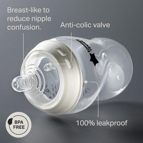 Tommee Tippee Natural Start Anti-Colic 9 oz BPA Free Baby Bottles, 0+ Months, Slow Flow Breast-Like Nipple, Self Sterilizing, Designed for Seamles...