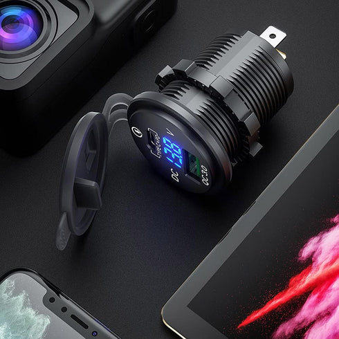 GemCoo 63W USB C Car Charger Socket, 45W PD Outlet 18W QC3.0 Charger 12V USB Cigarette Lighter Socket with LED Voltmeter for Car RV Boat Marine Tr...