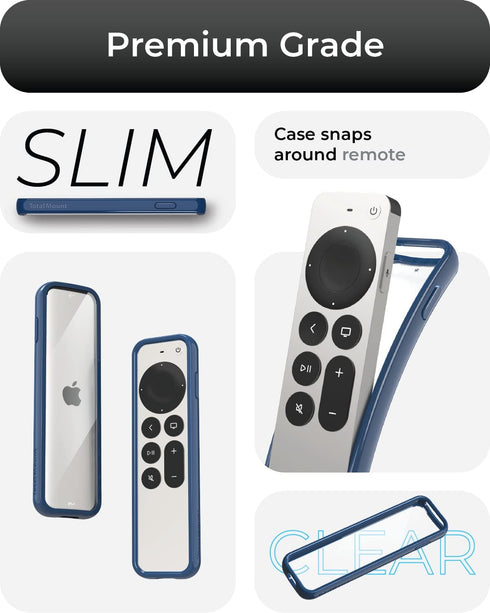 TotalMount Air Rim Case for Apple TV Remotes – Slim, Hybrid Apple TV Remote Case with Ultimate Drop Protection – Blue Perimeter Cover & Clear Back...