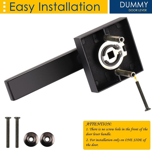 home improvement direct No Lock Dummy Door Lever, Single Sided Door Handle without Lock for Interior Use, Non-Turning Matte Black Suqare Heavy Dut...