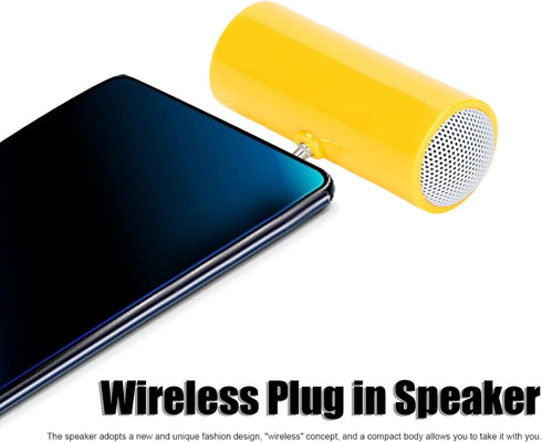 Portable Speaker, 3.5 mm Jack Stereo Battery Powered Wireless Plug in Speaker, Mini Portable Speaker for Mobile Phones and Tablets, (Yellow)...
