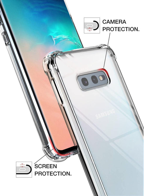 KIOMY Clear Case for Samsung Galaxy S10E, Shockproof Bumper Protective Cover with Airbags Corners Hybrid Design Hard PC Back with Flexible TPU Fra...