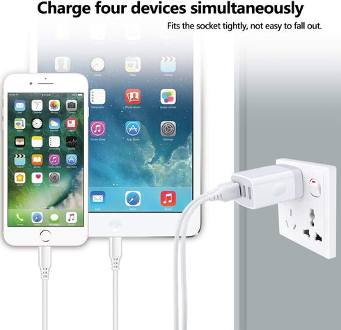 iPhone 16 Charger Box Fast Charging 4.8A Multi Port USB Charger Wall Plug Power Adapter Charging Block Cube Brick for iPhone 16e/16/15/14/SE/13/12...