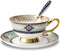 YBK Tech Euro Style Bone China Cup& Saucer Set, Ceramic Tea Coffee Cup for Home Kitchen Wedding (Royal Pattern- Sky Blue)...