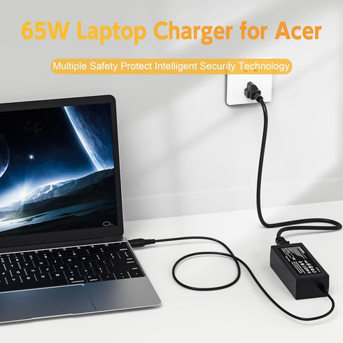 65W Charger Compatible with Acer Aspire 5 Laptop; A515-43, A515-51, A514-52; A515-43-R19L, A515-43-R5RE, A515-51-58HD, A515-51G-84SN, A515-52-78MD...