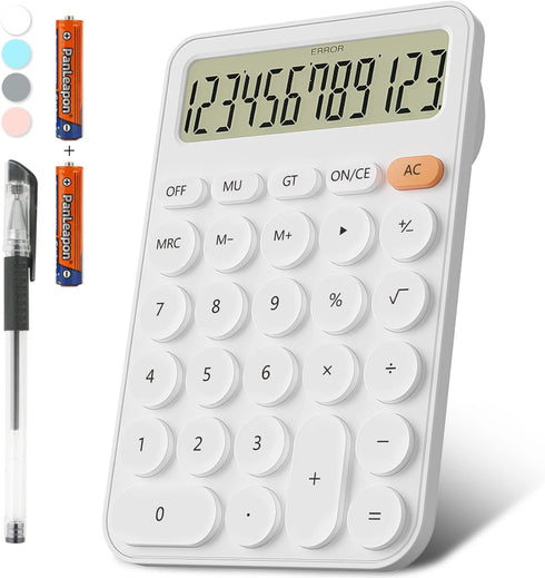 Cute Calculators Desktop Size 6.3 * 4.3in/16 * 11cm, DECKLIT Battery 12 Digit Desk Calculator Extra Large LCD Display, Great Desktop Calculator Bi...