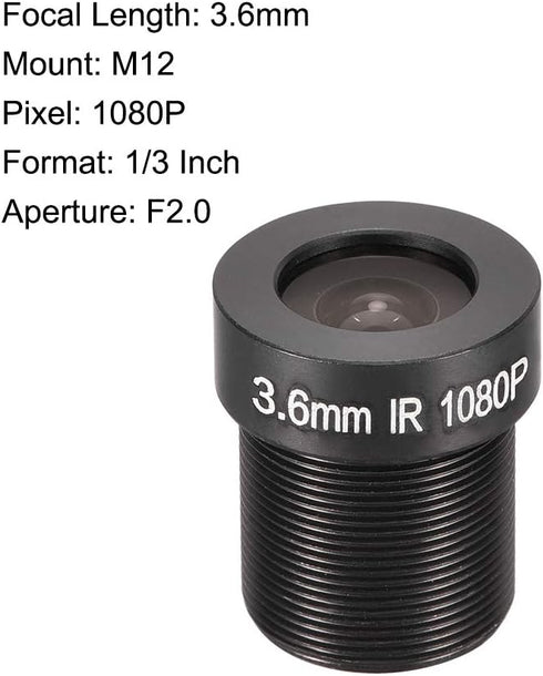 uxcell 3 Pcs CCTV Camera Lens 3.6mm Focal Length 1080P F2.0 1/3 Inch Wide Angle for CCD Camera...