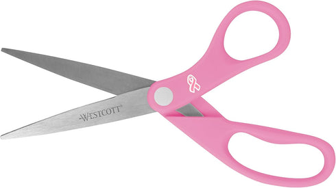 Westcott 15387 8-Inch Pink Ribbon Stainless Steel Scissors For Office and Home...