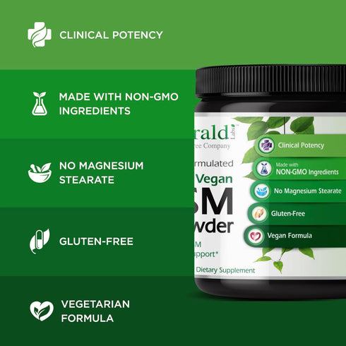 EMERALD LABS MSM Powder - Plant-Sourced Methylsulfonylmethane Supplement for Liver Detox, Joint Health, Skin Health & More - Vegan, Gluten-Free - ...