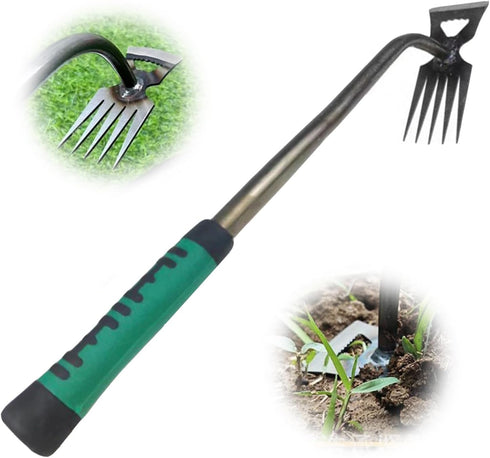 Gardening Hand Weeder Tools, New Weeding Artifact Uprooting Weeding Tool with Handle, 5 Teethes Durable Manganese Steel Weed Puller Tool for Veget...