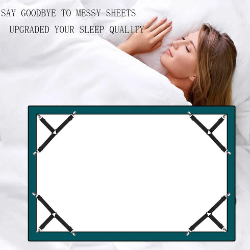 Bed Sheet Straps, 4 Pcs Adjustable Elastic Sheet Fasteners Fitted Sheet Straps Triangle Suspenders Gripper Bed Sheet Holders Sheet Clips for Bed S...