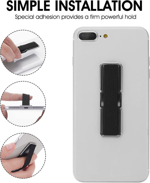 Cobee Finger Strap Phone Holder, 4 Pcs Cell Phone Grip Holder Elastic Kickstand for Mobile Phone Anti-silp Braided Finger Holder Band Compatible w...