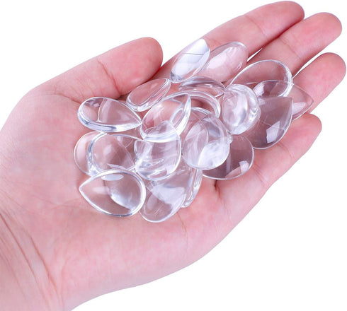 HAUTOCO 72pcs Teardrop Glass Cabochons 18x25mm Flat Back Clear Cabochon Dome Tiles Non-calibrated for Cameo Pendant Photo Craft Jewelry Making...