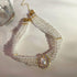 Boho 3 Tier Multilayer Dainty Rhinestones Pearls Chunky Short 1920s Choker Necklace...
