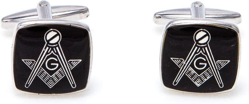 Freemason Masonic Mason Black Square Pair of Cufflinks in a Presentation Gift Box & Polishing Cloth...