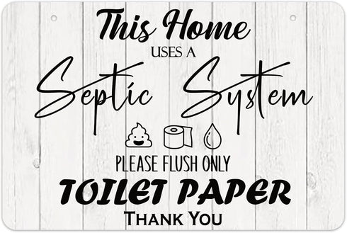 FLYAB Septic System Bathroom Sign 8"x12" Funny Septic Tank Sign for Bathroom Flush Only Toilet Paper Plaque Sign for Toilet Restroom Wall Decor...