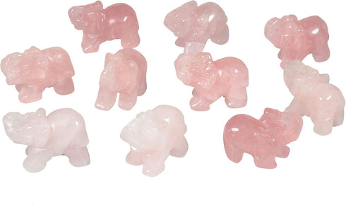mookaitedecor Rose Quartz Elephant Crystal Sculpture Statue Healing Reiki Pocket Gemstone Figurines Crafts 1.5 Inch...