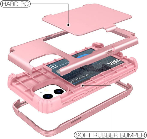 WeLoveCase iPhone 11 Wallet Case for Women, Men Defender Credit Card Holder Cover with Hidden Mirror Three Layer Shockproof Heavy Duty Protection ...
