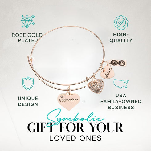 Infinity Collection - Godmother Gifts, Godmother Charm Bangle Bracelet, Religious Jewelry Baptism Thank You Gift...