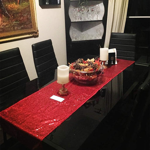 Eternal Beauty Red Table Runner for Wedding, 2PCS-12x108 Sequin Table Runner Decorations for Birthday Parties, Banquets, Graduations,Christmas...