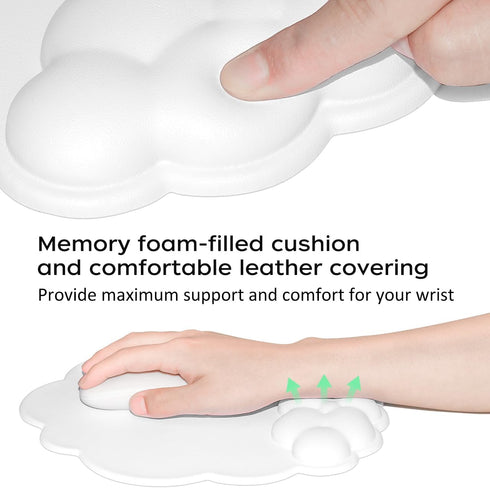 JIKIOU Mouse Pad Wrist Support with Leather Surface,Cloud Wrist Rest Mousepad with Memory Foam,Non-Slip PU Base Mouse Pad for Home Office Laptop M...