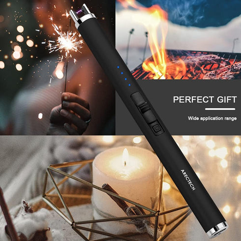 ARECTECH Rechargeable Electric Candle Lighter Arc Plasma Windproof Lighter for Candle Kitchen Birthday Gift for Mom Men Wife with Type-C Cable Bla...