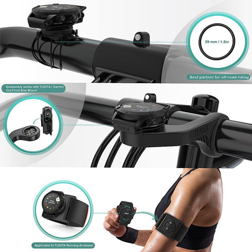 TUSITA 26mm QuickFit Quarter-Turn Bike Mount Compatible with Garmin Fenix 6X Pro, Fenix 7X, Quatix 6X Solar,Enduro,Tactix Delta...