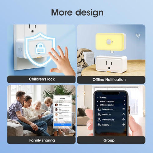 YIFAN Smart Plug 15A, Smart Home WiFi Outlet, C Smart Series Tuya Timer Outlet with Energy Monitoring, Remote Control, Compatible with Alexa, Goog...