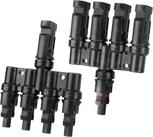 4 to 1 Solar Panel Connectors T Branch Connectors Cable Splitter Coupler 1 Male to 4 Female (M/4F) and 1 Female to 4 Male (F/4M) for Parallel Conn...