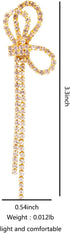 925 silver Crystal Bow Stud Earrings Fashion Ladies Tassel Rhinestone Earrings Hypoallergenic for Sensitive Ears...