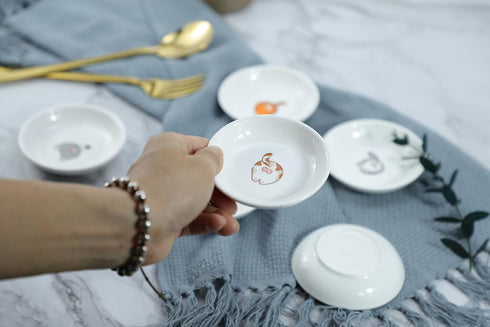 Cute Cat Butts Ceramic Sauce Dishes, Funny Cartoon Cat Seasoning Dishes, Sushi Soy Dipping Bowls, Appetizer Plates, Serving Dishes for Kitchen Hom...