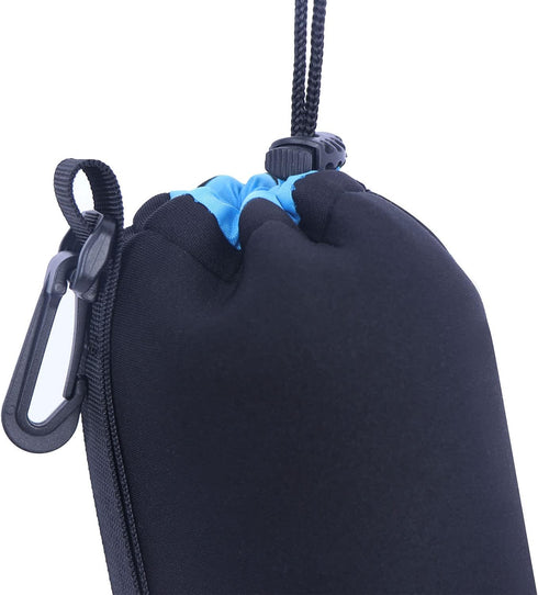 N-S 4 Pack Neoprene Pouch, Soft Plush Camera Lens Pouch, Compatible with Canon, Nikon, Sony, Olympus Pentax Lens Pouches (Black+Blue)...