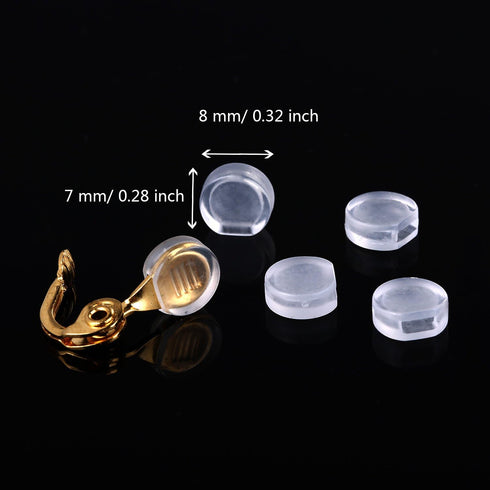 Maxdot 100 Pieces 4 Size Earring Pads Silicone Comfort Earring Cushions for Clips on Earrings, Clear...