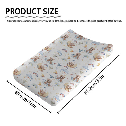Cute Bear Changing Pad Cover Cartoon Bear Rainbow Moon Stars Clouds Leaf Diaper Changeg Table Sheets Cover for Boys Girls Soft Stretchy Snug Fitte...
