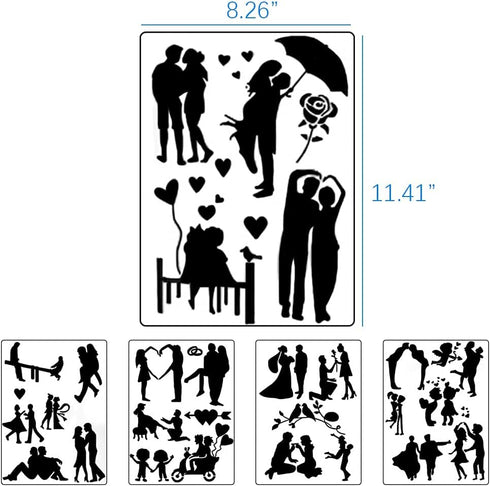 5Pcs Reusable Hollow Painting Silhouette Stencils Drawing Template Stencils Fast Draw Stencil Art Templates DIY Drawing Template Graffiti Stencils...