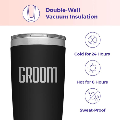 Groom Tumbler - Custom Vacuum Insulated Stainless Steel Groom Cup Mug with Lid and Straw - Cup for Fiance - Coffee Mug for Groom to Be - Groom Tra...