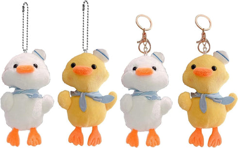 2Pcs White 14cm Duck Plush Keychain,Soft Fully Filled Lovely Cartoon Animal Doll Hanging Ornament,Portable Stuffed Duck Doll Plush Key Backpack Pe...