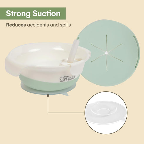 CHILDLIKE BEHAVIOR 3-in-1 Baby Sippy Bowl Set - Mess-Free Mealtime Magic - Includes Cereal Bowl, Lid, Ergonomic Spoon - Snack Bowl for Soup, Milk,...