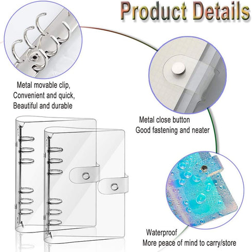 2 PCS A5 Clear Soft PVC Notebook Cover, Refillable Paper PVC Binder, Loose Leaf Personal Planner Binder (2 Transparent)...